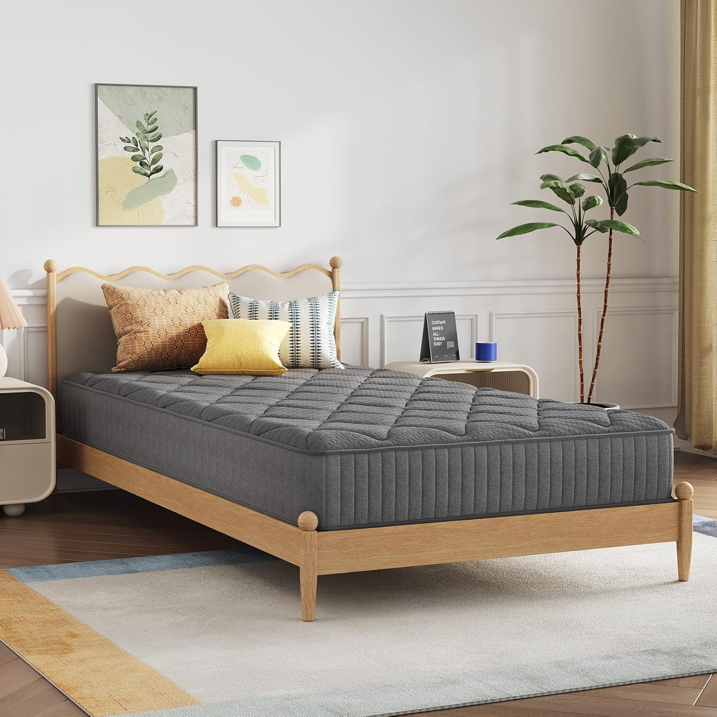 Novilla Twin Hybrid Mattress - 8 Inch Gel-Infused Memory Foam & Pocketed Coils for Back Pain Relief