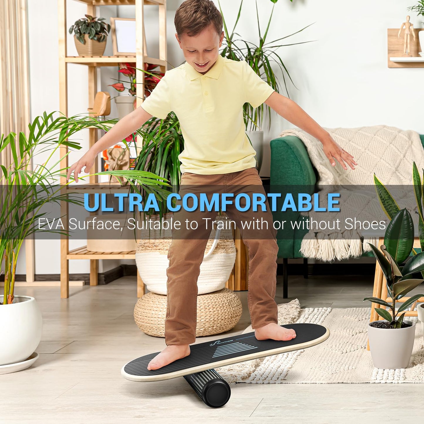 Sportneer Balance Board - Wooden Wobble Board Trainer with 7 Modes, Roller & Ball for Stability & Core Strength Training, Ankle Strengthener for Surf, Snowboard & Home Fitness