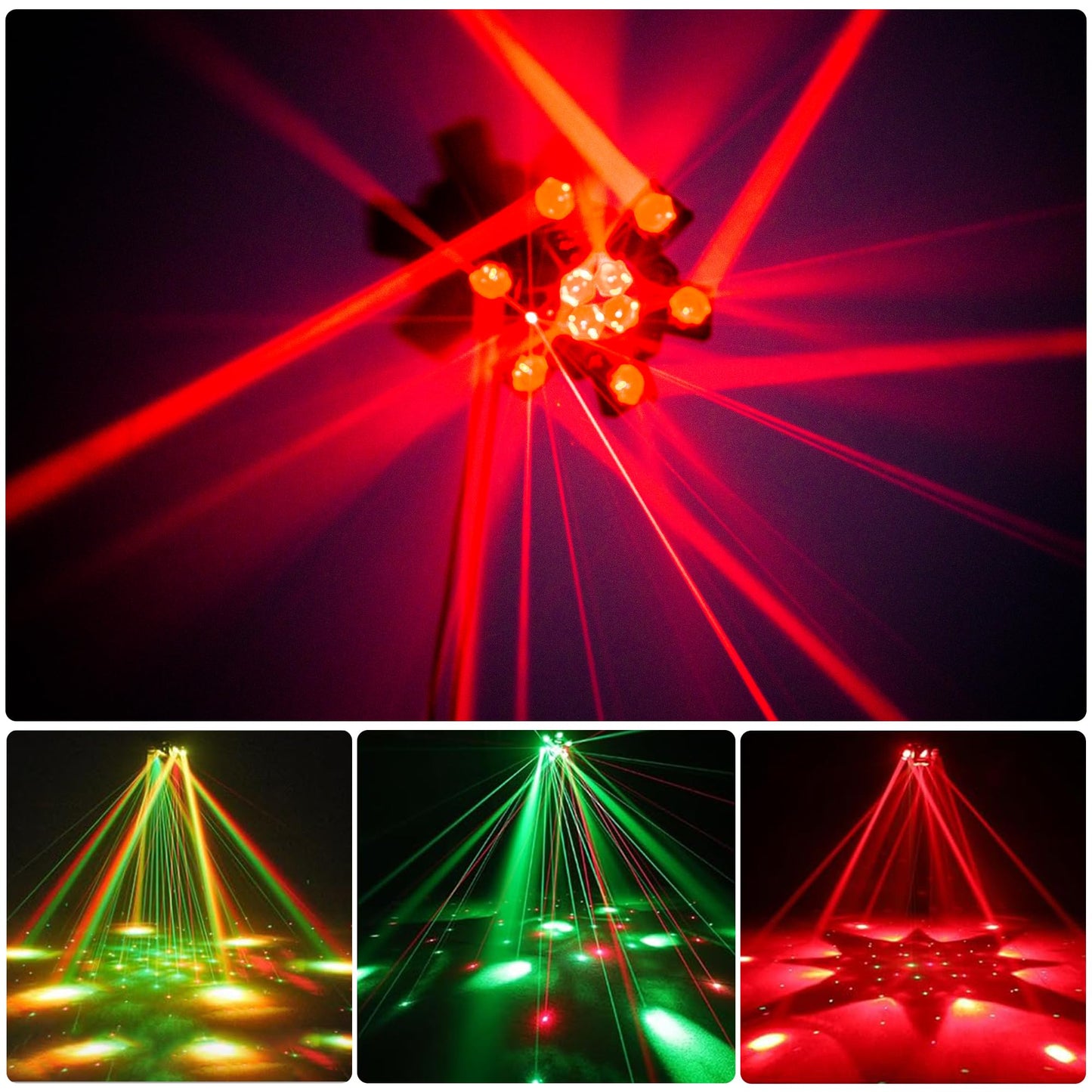 Moving Head DJ Lights 6-Arm Lamp with Remote Control 150w RGBW 4in1 LED DJ Stage Lights Moving Head Disco Light DMX512 & Sound Activated Rotating Light Starlight for Wedding Live House KTV Bar & Club