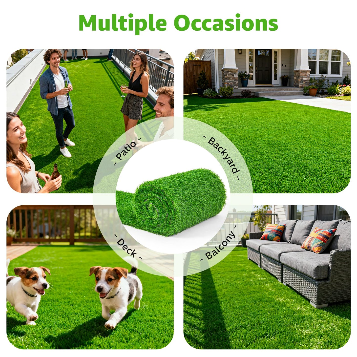 Oiyeefo Artificial Turf Grass Outdoor: Grass Pad for Dogs Indoor Potty Training, Replacement Turf Rug for Patio Balcony Apartment Landscape Decoration, Easy to Clean with Drainage Holes(3.0x5.0ft)