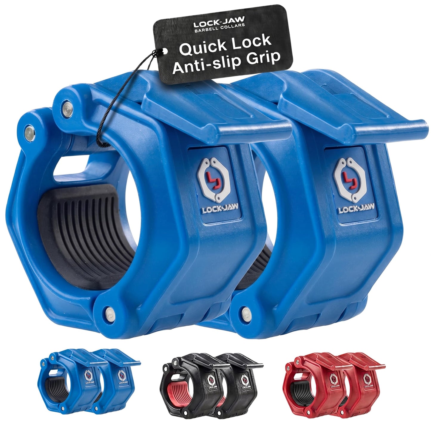 Lock-Jaw OLY 2 Barbell Collars Olympic Barbell Clamps 2 Pcs – Heavy Duty Bar Clamps for 2” & 50mm Olympic Bars – Secure Weight Bar Clamps for Strength Training & Home Gym Accessories – Blue
