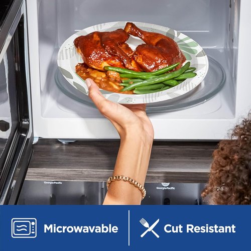 Dixie Disposable Paper Plates - Medium-Weight Pathways Design | 300 Count Bulk Case (6 Packs of 50)