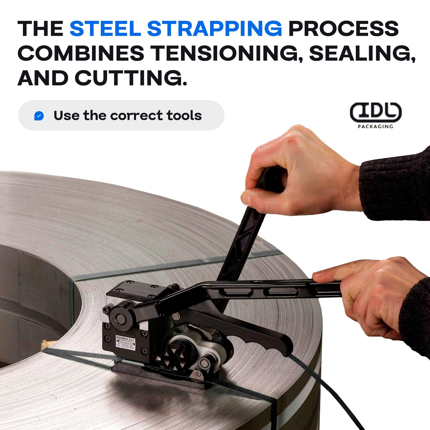 IDL Packaging 5/8" x .020" x 2230' Regular-Duty Steel Strapping Coil (1470 lbs Break Strength) - Painted and Waxed - Superior Cut-Resistance - Metal Straps for Pallet Banding, Extra-Heavyweight Loads
