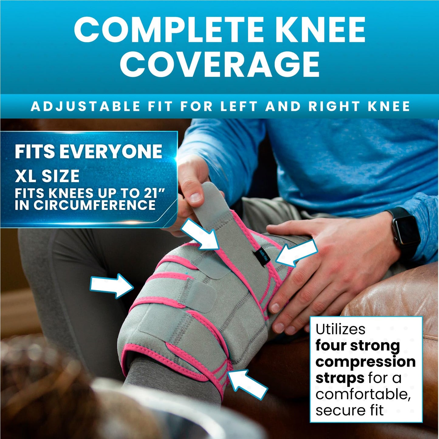 Vive Knee Ice Pack Wrap - Cold/Hot Gel Compression Brace - Heat Support Strap for Arthritis Pain, Tendonitis, ACL, Athletic Injury, Osteoarthritis, Women, Men, Running, Meniscus and Patella Surgery