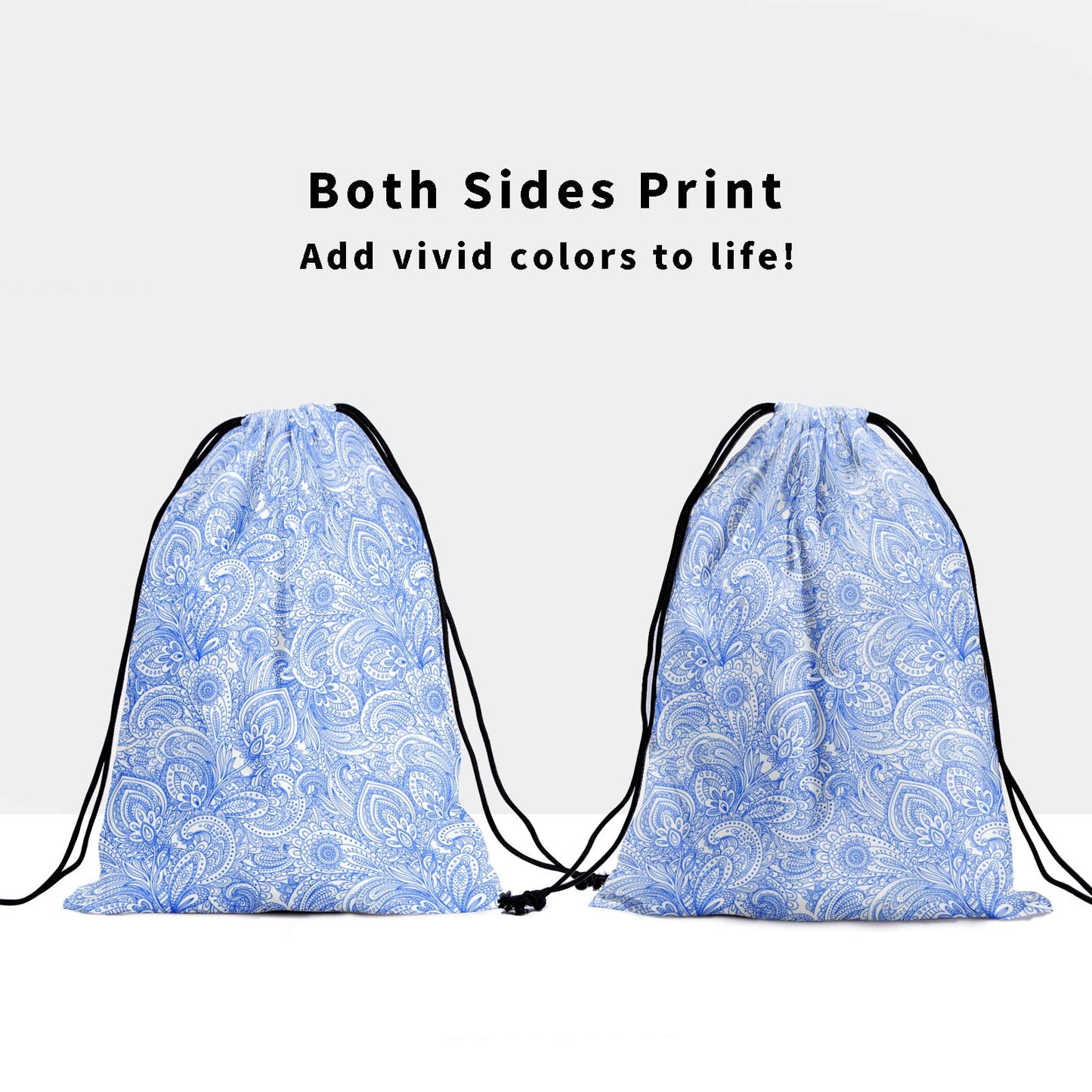 Blue White Floral Grip Bag - Traditional Flower Grip Bags for Gymnasts with Teal Flowers, Adjustable for Personal Equipment
