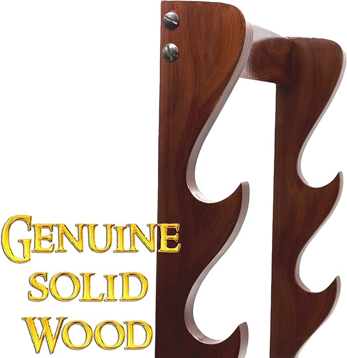 Mythrojan Solid Wood Sword Stand Medieval Sword Wall Mount Samurai Sword Display Stand Katana Sword Holder Gladiator Sword Wall Display Crusader Sword Stand Knife Stand for Display - Three Tier Stand