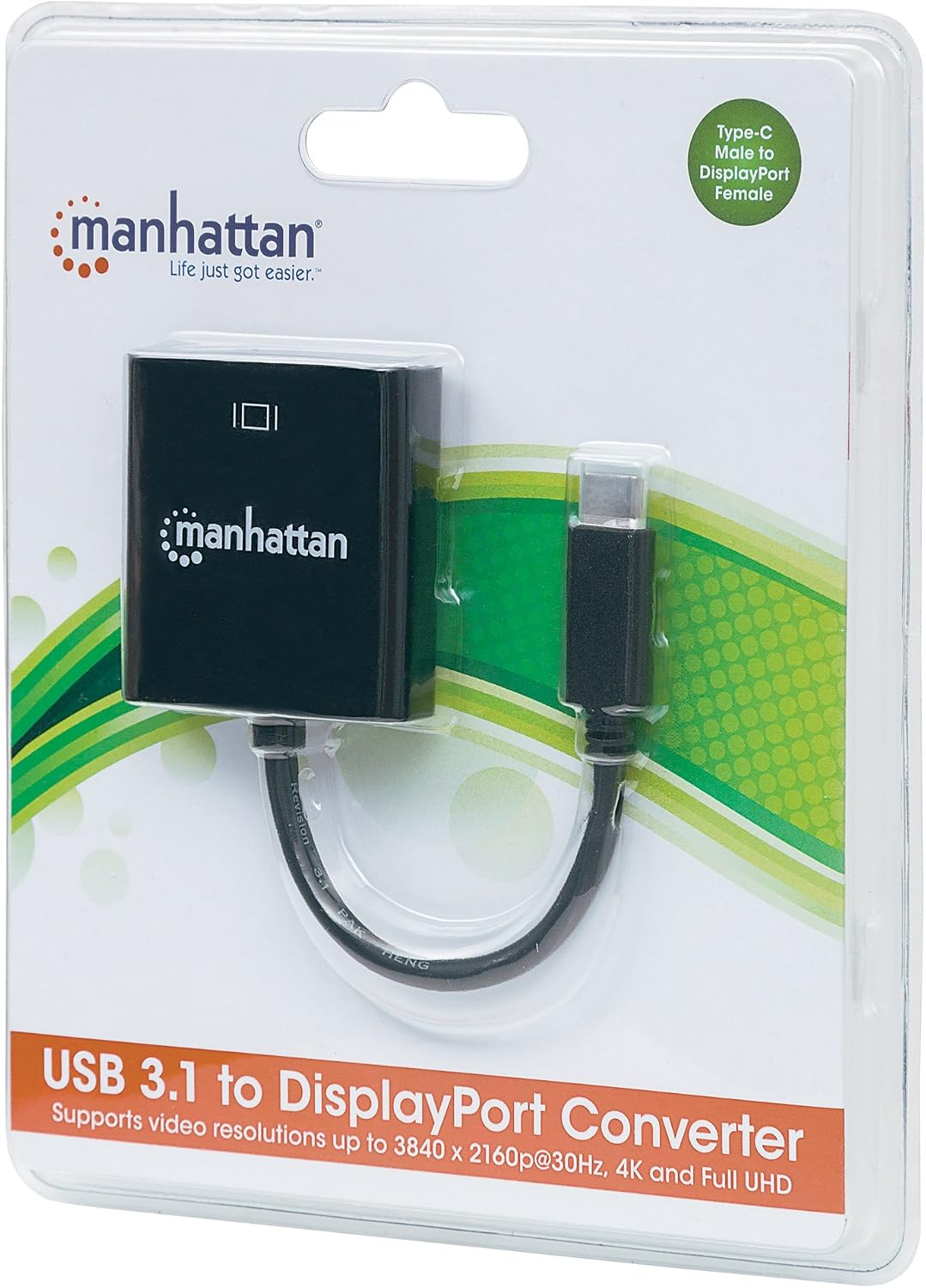 3.1 MANHATTAN Super High Speed USB Type-C-DisplayPort Converter Connector/Converter Black