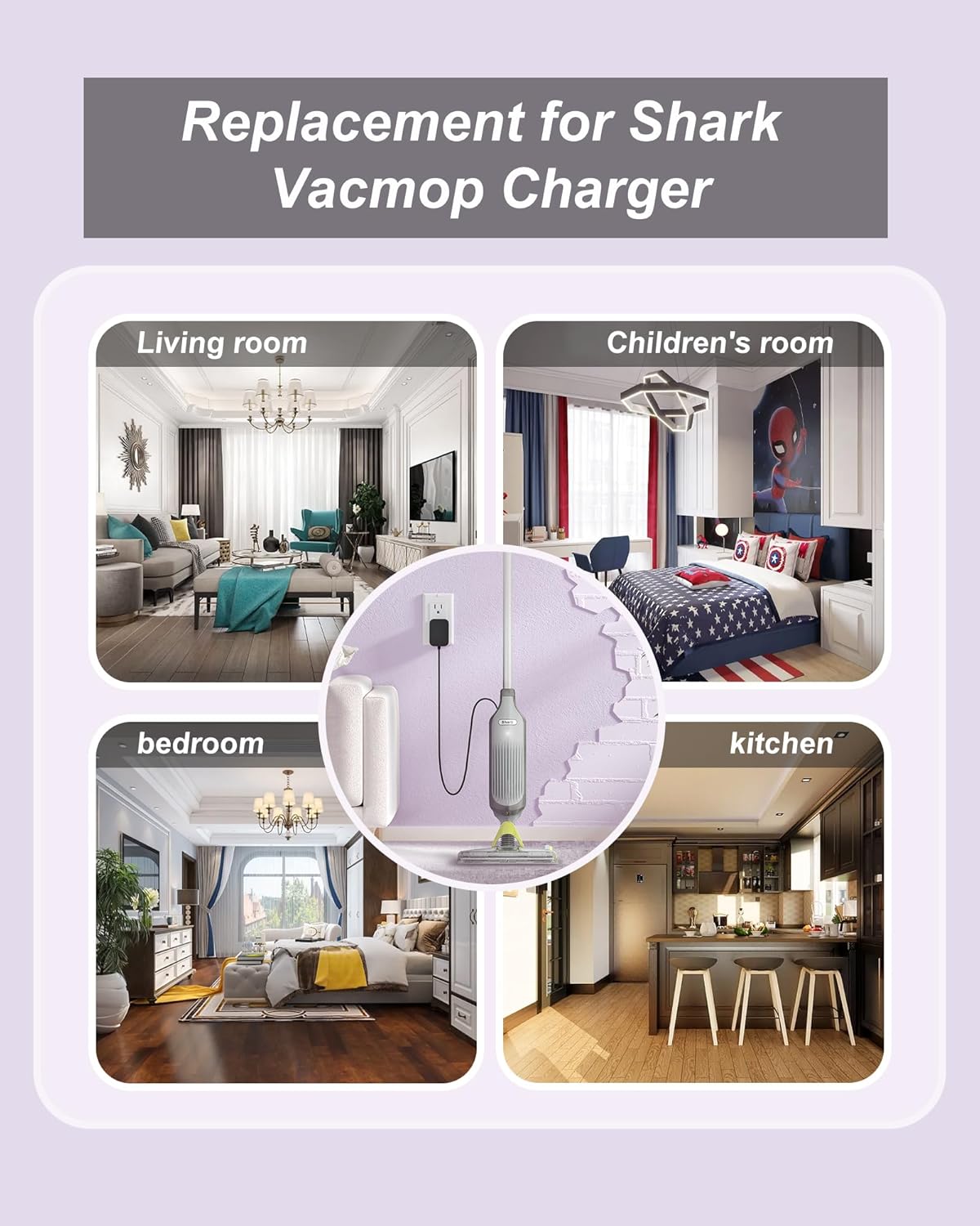 Shark Charger - Magnetic Charger for VM252, VM252C, QM250 Cordless Hard Floor Vacuum Mop
