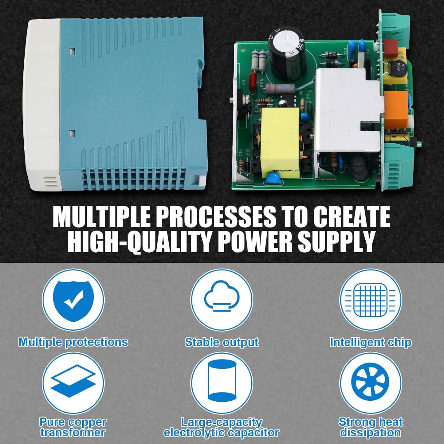 2 24vdc 24v 2.5a 60w 100-240vac, 24vdc, 50/60hz) Yexiya Pcs Power Supply Din Rail Power Supply Mdr Din Rail Dual Output