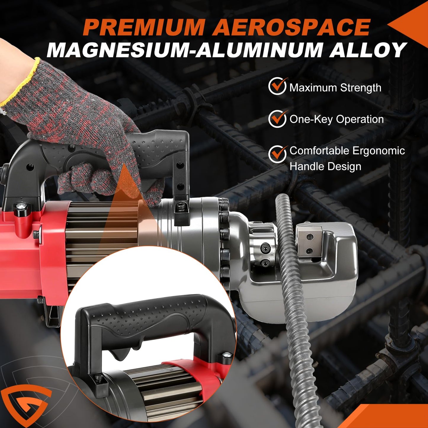 1400W Electric Rebar Cutter, 7/8" Hydraulic Portable Rebar Cutter 3-4s Cutting Speed Cuts 4-22mm #7 3/8" 5/8" up to 0.87" Rebar/Steel, RC-22,with Easy to Carry Box