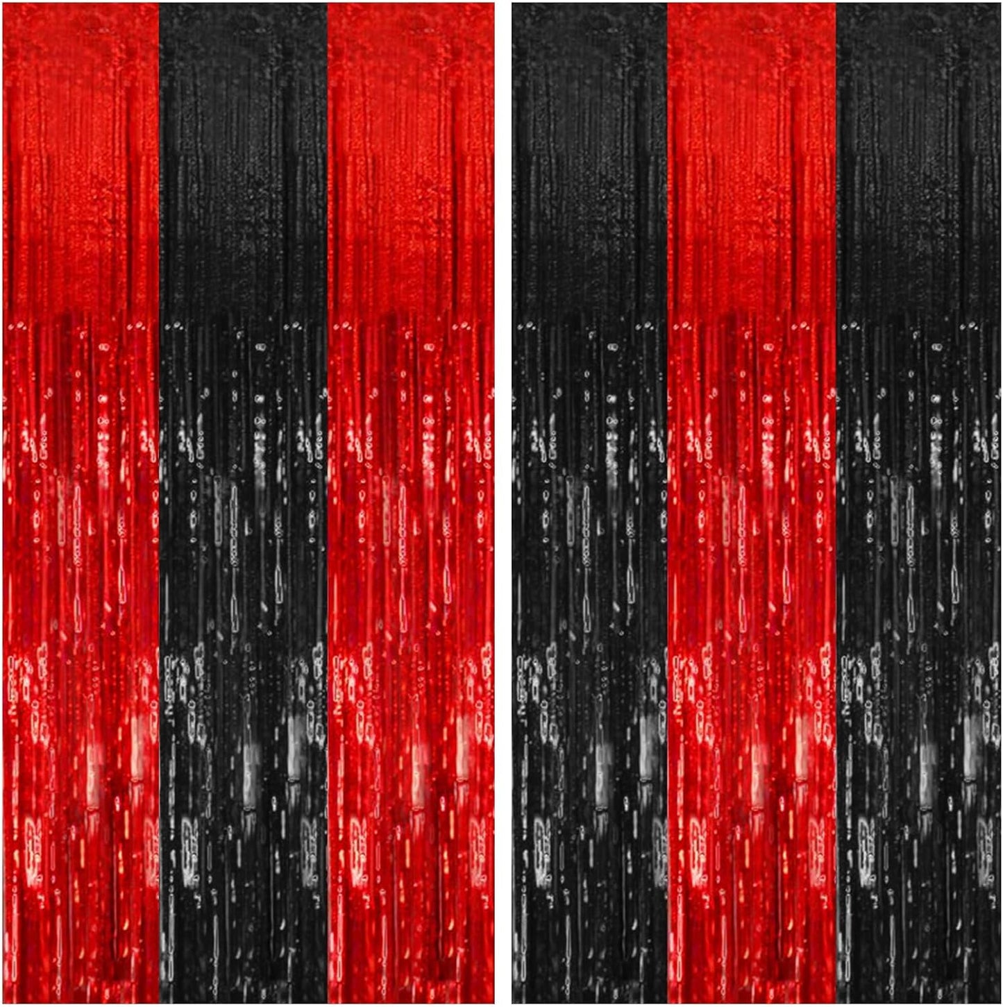 Skiennix Party Backdrop Streamers - 2 Pack Metallic Tinsel Curtains for Birthday & Holiday Decor