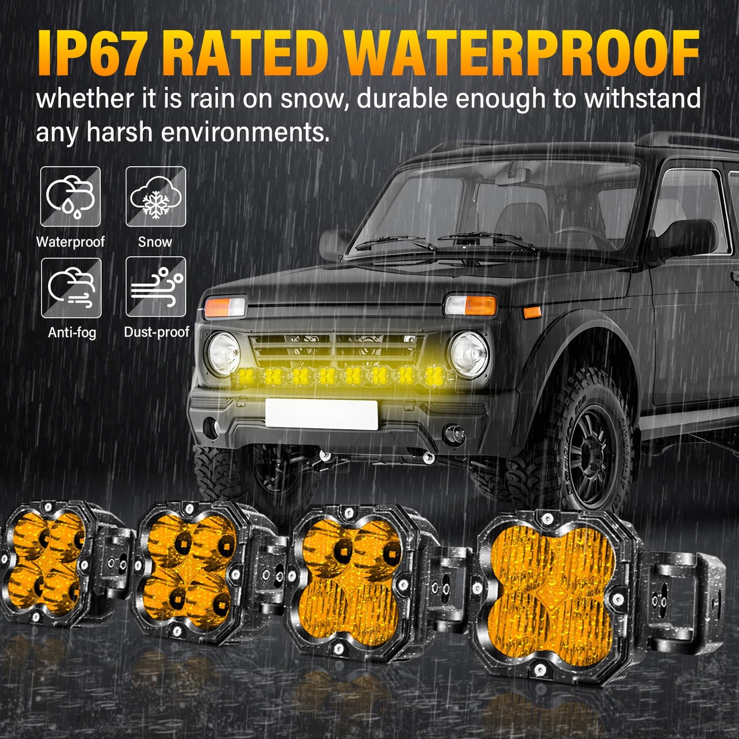 Willpower 52 inch 240W Amber Straight Curved Adjustable & Linkable LED Light Bar with Wiring, Spot Flood Beam Off Road 4X4 Driving Fog Lights for 12V 24V Vehicle 8WD Car UTV SUV Truck Tractor Trailer