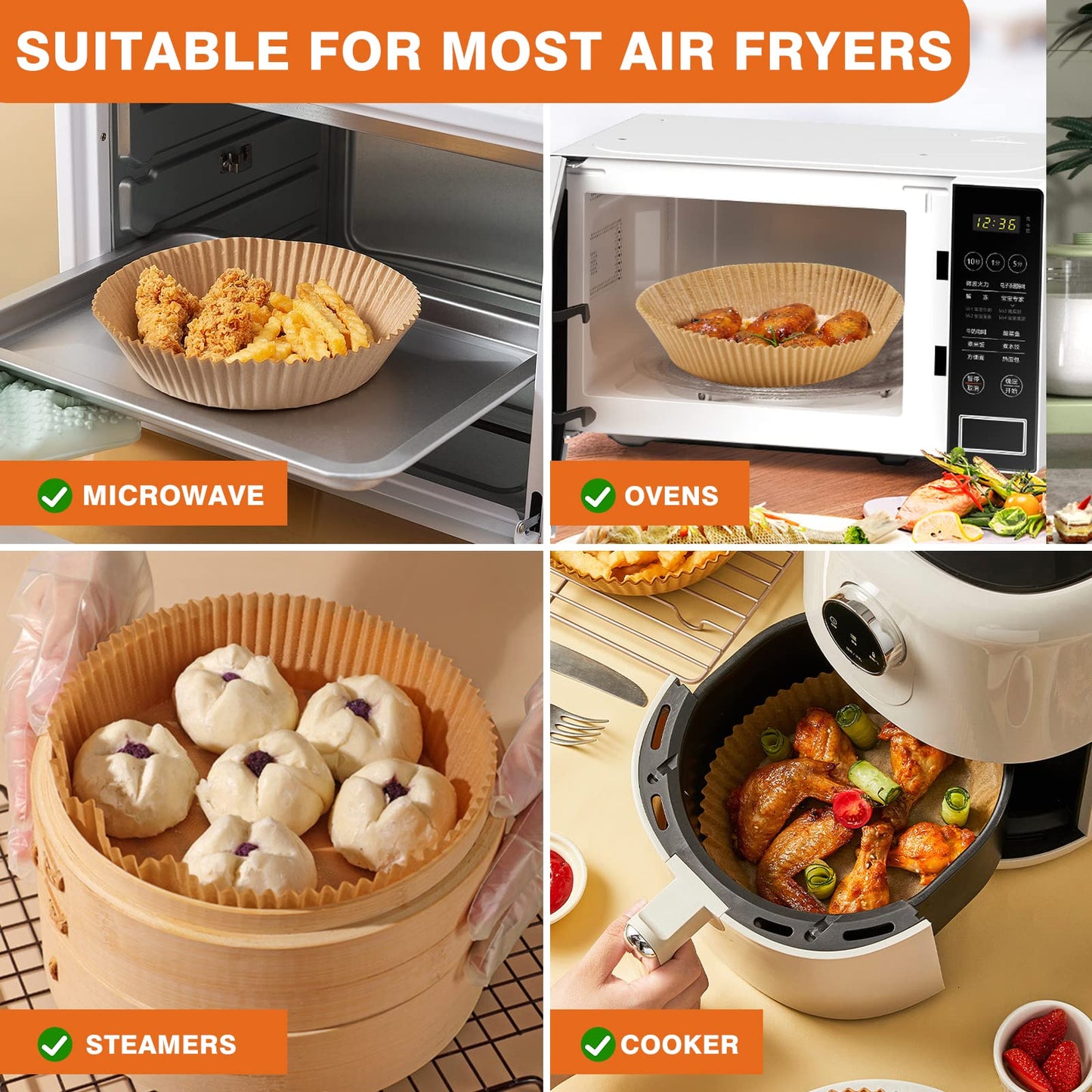 Vailnd Small Round Air Fryer Liners Disposable, 200 PCS 6.3" Air Fryer Paper Liners for Ninja AF101, Non-Stick and Oil Proof Baking Paper Liner for 2-4 qt Airfryer Basket
