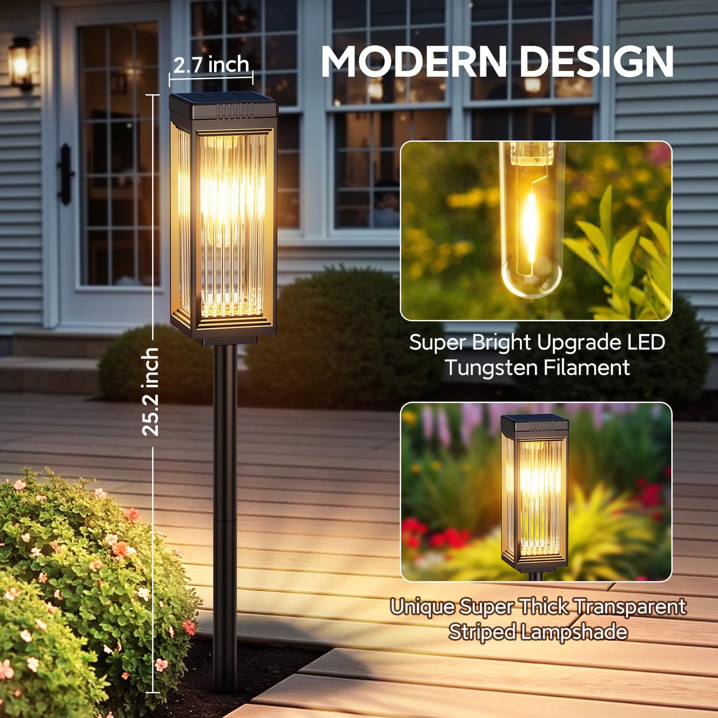 ELECLINK Solar Pathway Lights, 2 Pack, Waterproof, Warm White, Auto On/Off, Model TPL061