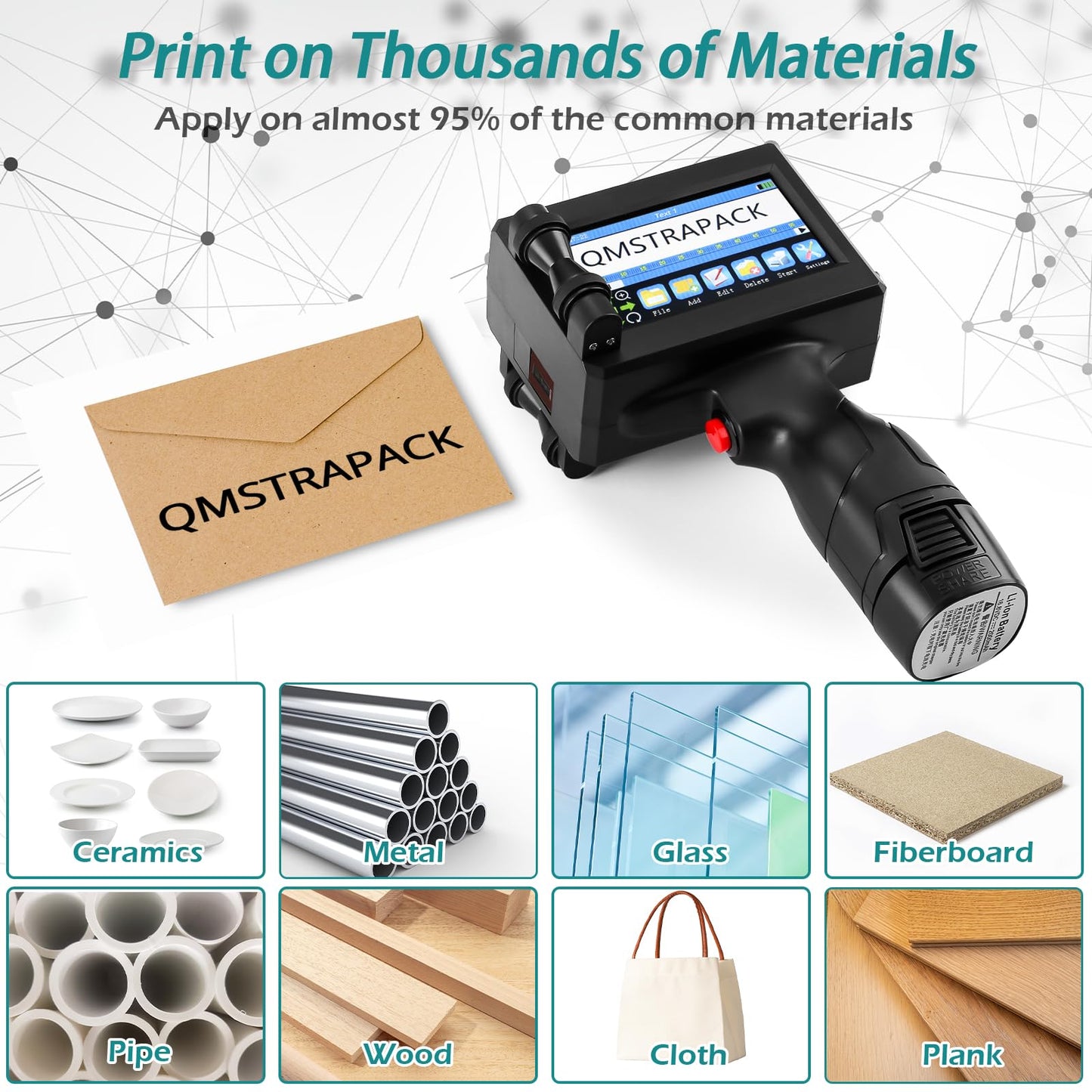 QMSTRAPACK Handheld Inkjet Printer Gun Z10 Printing Height 0.08-0.5 Inch Inkjet Coder with Original Fast-Drying Ink for Text QRCode/Barcode/Batch Number/Label/Image/Date Printer for Any Surface