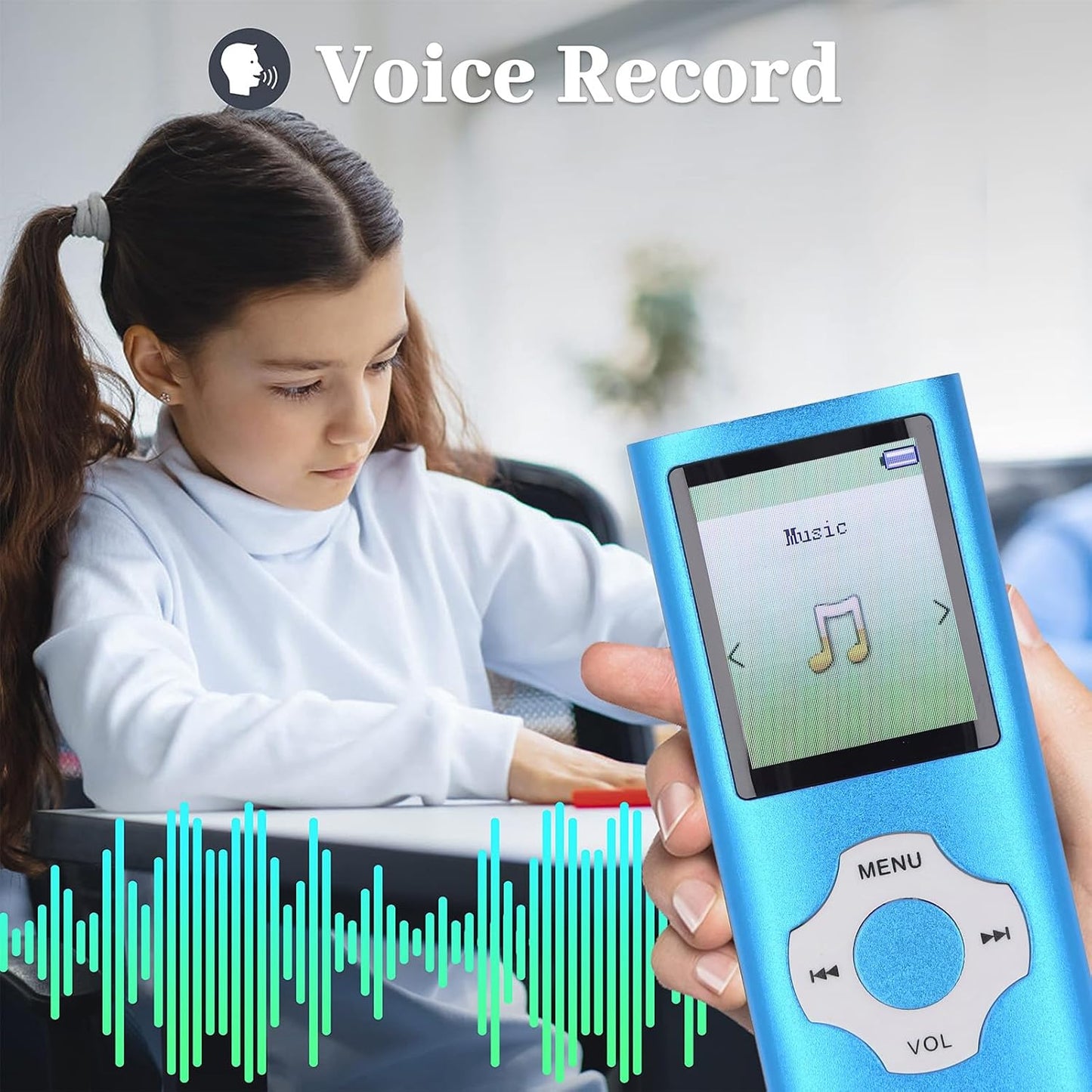 MP3 MP4 1.8in 128GB Player, Lossless Sound Portable Video Music Player, Color Screen Digital Music Player with Speaker