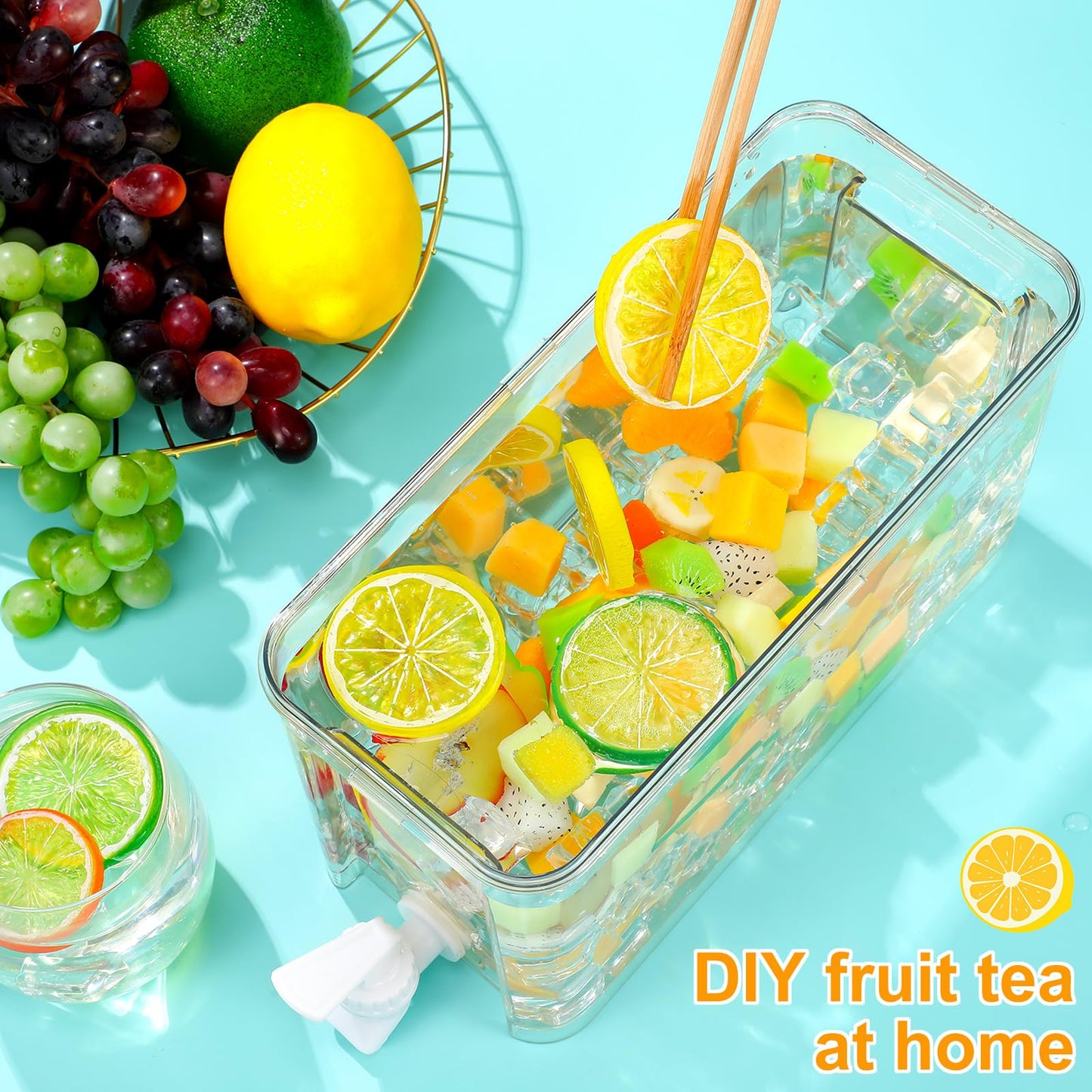 Mumufy 3 Set Plastic Drink Dispensers for Parties Beverage Dispenser for Fridge with Spigot Iced Juice Lemonade Container with Labels and Pens Summer Party Supplies(1 Gallon,White)