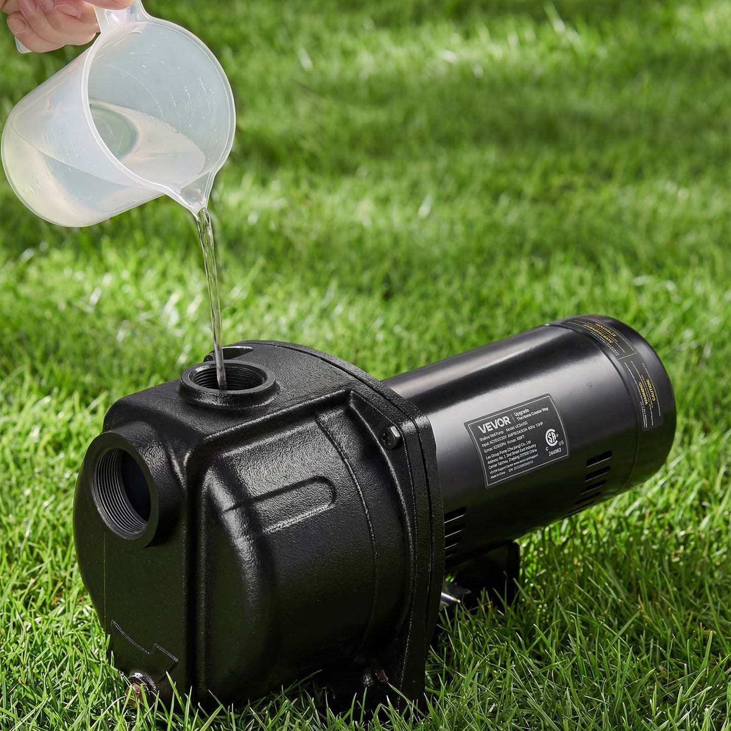 VEVOR 1.5 HP Shallow Well Jet Pump, AC 115/230 Volt, 4250 GPH Dual Voltage Cast Iron Well Jet Pump, with 108 ft Max Head Lift, Easy Voltage Switching, for Garden Irrigation, Lawn Sprinkler System
