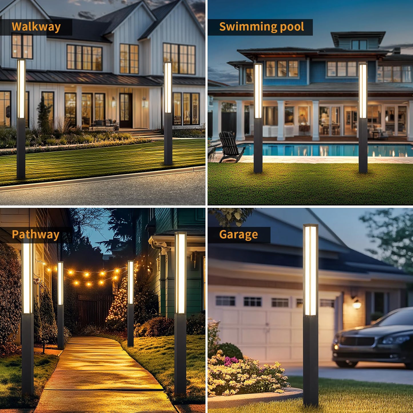Linkmoon Landscape Path Light, 92" Modern Outdoor LED Luxury Bollard Lighting with IP65 Waterproof for Lawn Courtyard Driveway Pathway Decoration