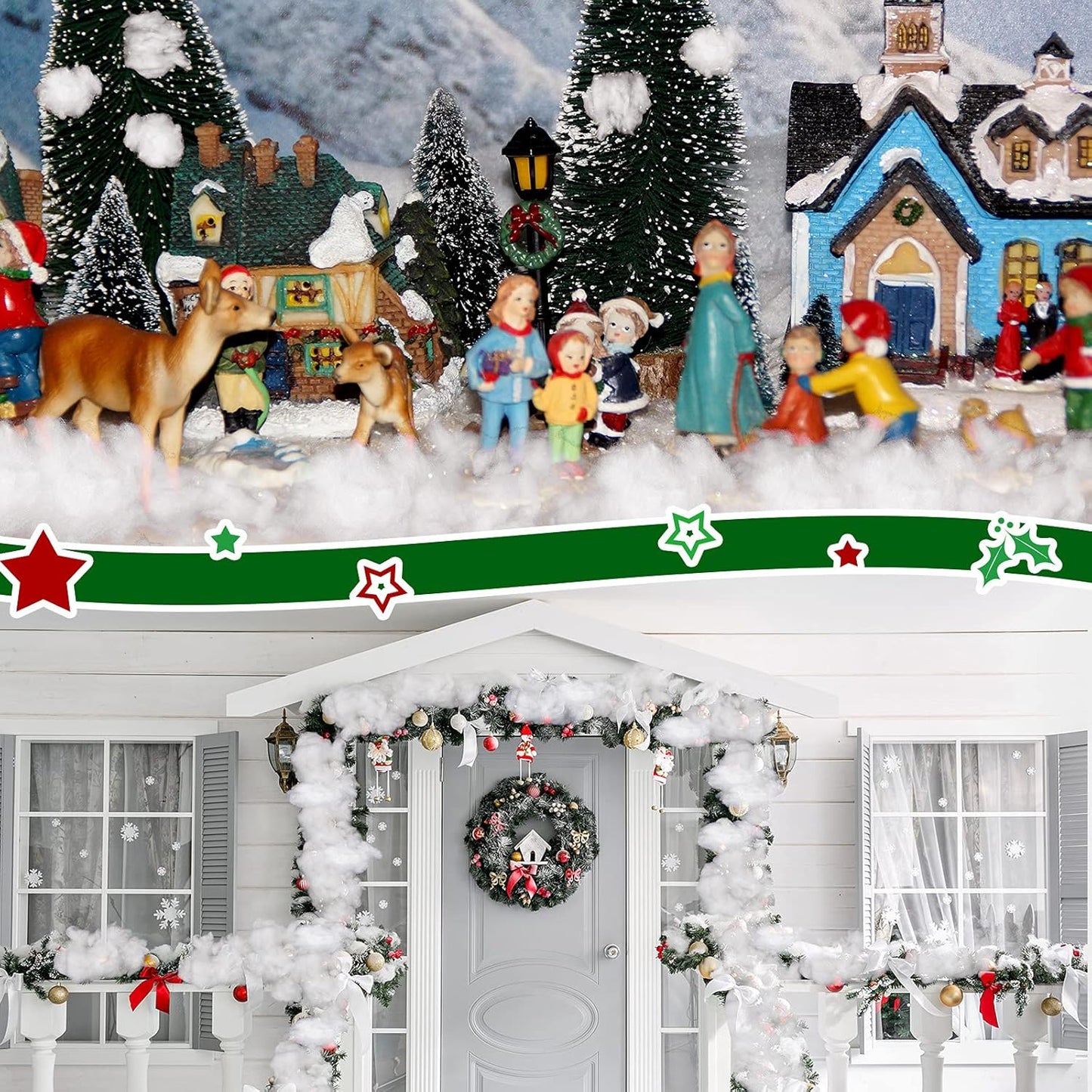Riakrum Fake Snow Decor - Artificial Fluffy Fiber Stuffing for Tree Covering | 120g White Snow