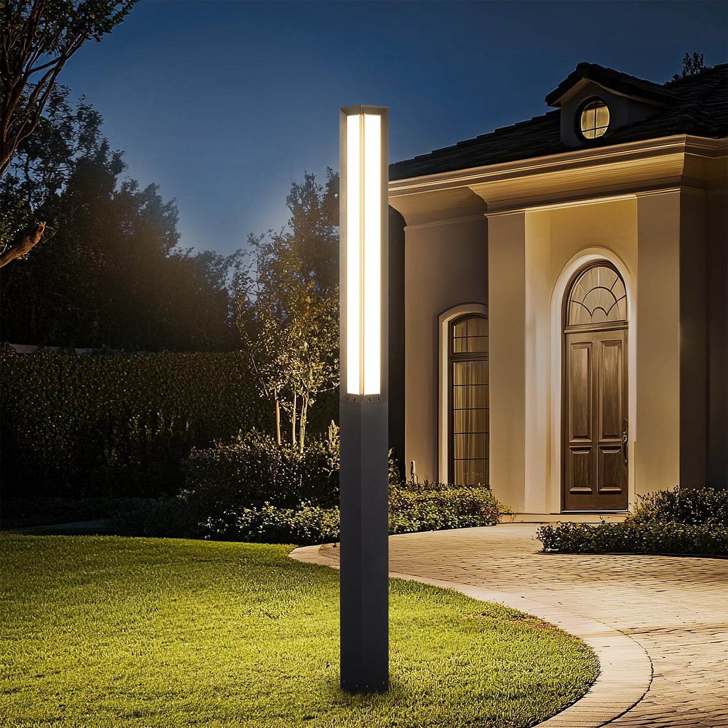 Linkmoon Landscape Path Light, 92" Modern Outdoor LED Luxury Bollard Lighting with IP65 Waterproof for Lawn Courtyard Driveway Pathway Decoration