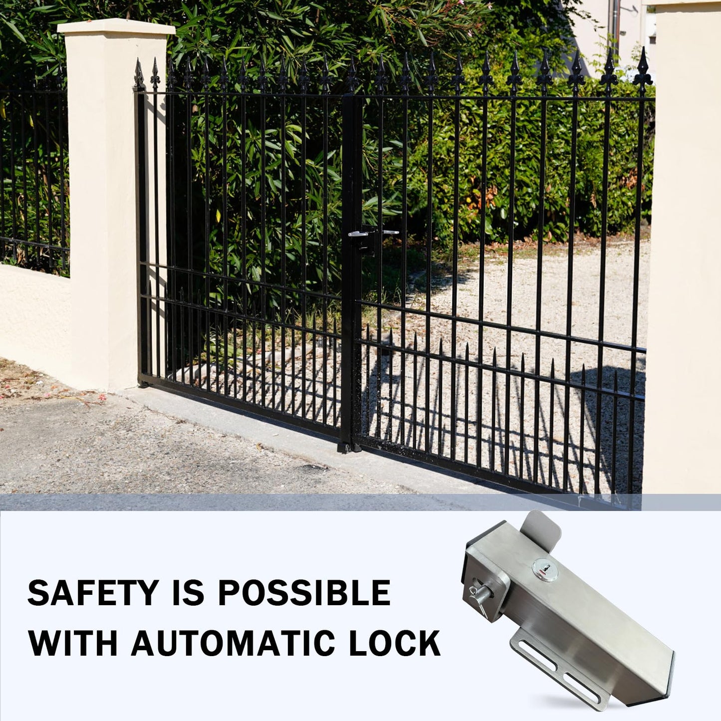 GaFenHanyu Stainless Steel Automatic Electric Gate Lock for DC24V Swing Gate Opener Gate Operator System Device Safe Security Gate Lock