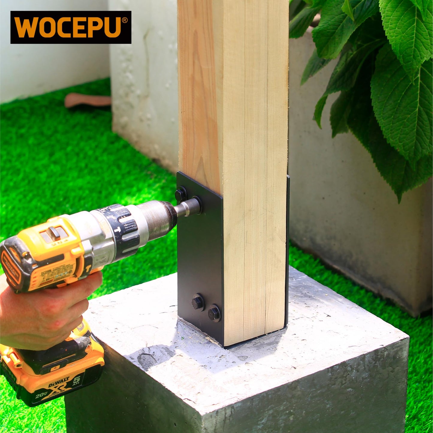 Wocepu 8 Pack Heavy Duty Stainless Steels U-Shape 4"x4"(Actual 3.5"x3.5") Wet Concrete Fence Post Holder, Psot Base, for Fence, Deck Railing, Pergola Wood Post Bracket Anchor (Dark Grey)