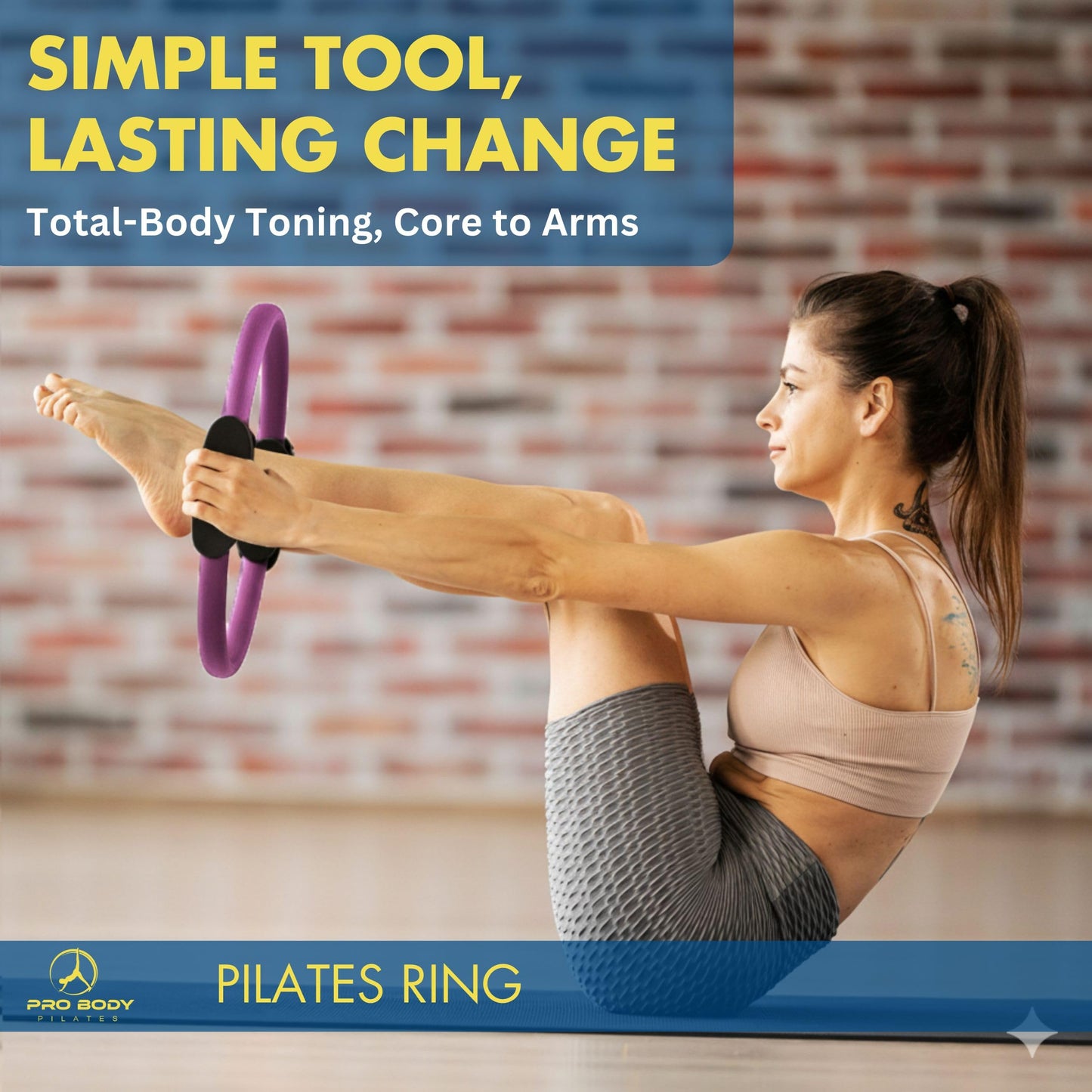ProBody Pilates Fitness Circle – 14 Inch Pilates Ring for Yoga and Other Workouts, Focusing on Toning Inner Thighs, Arms, Core and Back, at Home Pilates Equipment (Purple)