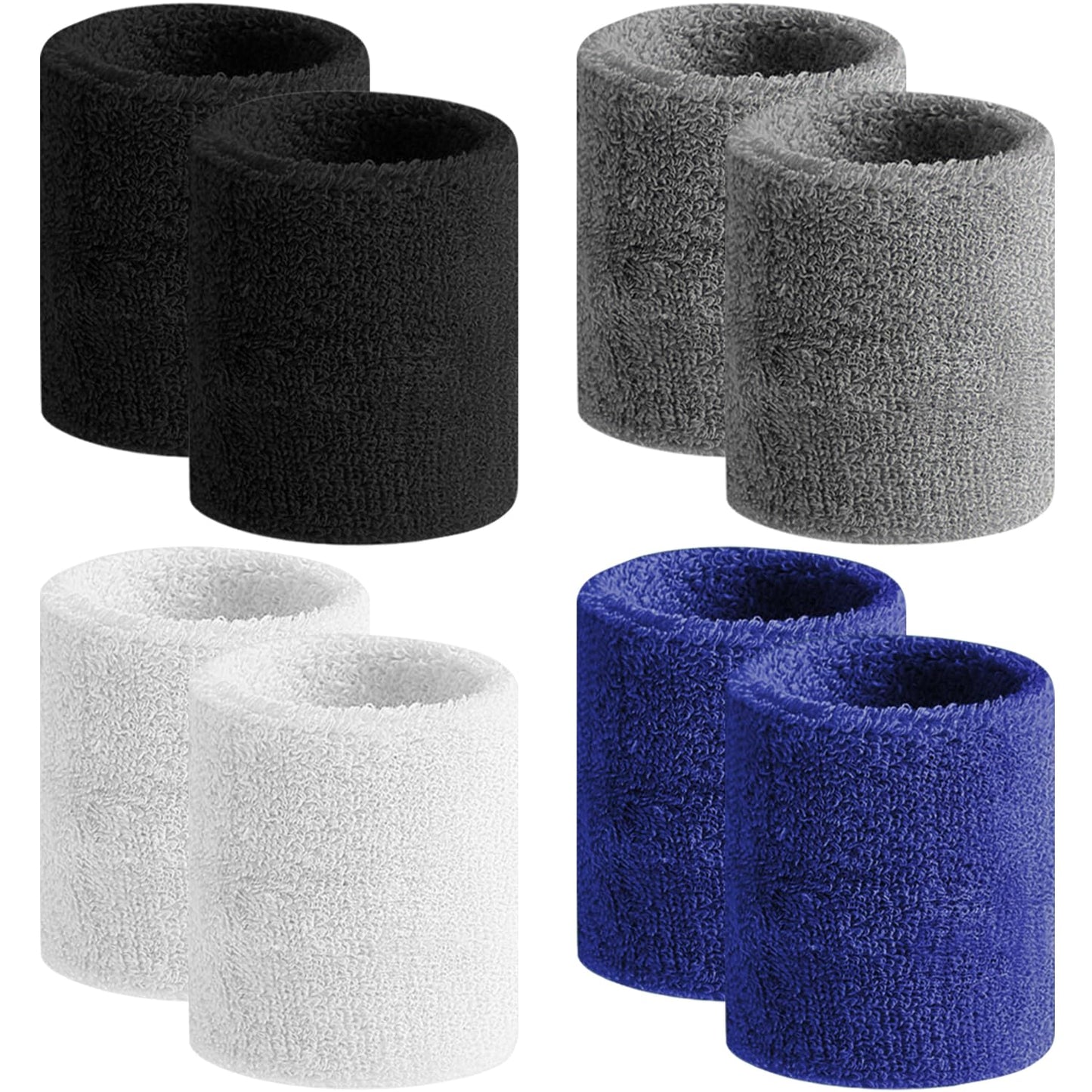BEACE Sweatbands Sports Wristband for Men & Women -8pcs Moisture Wicking Athletic Cotton Terry Cloth Sweatband for Tennis, Basketball, Running, Gym, Working Out
