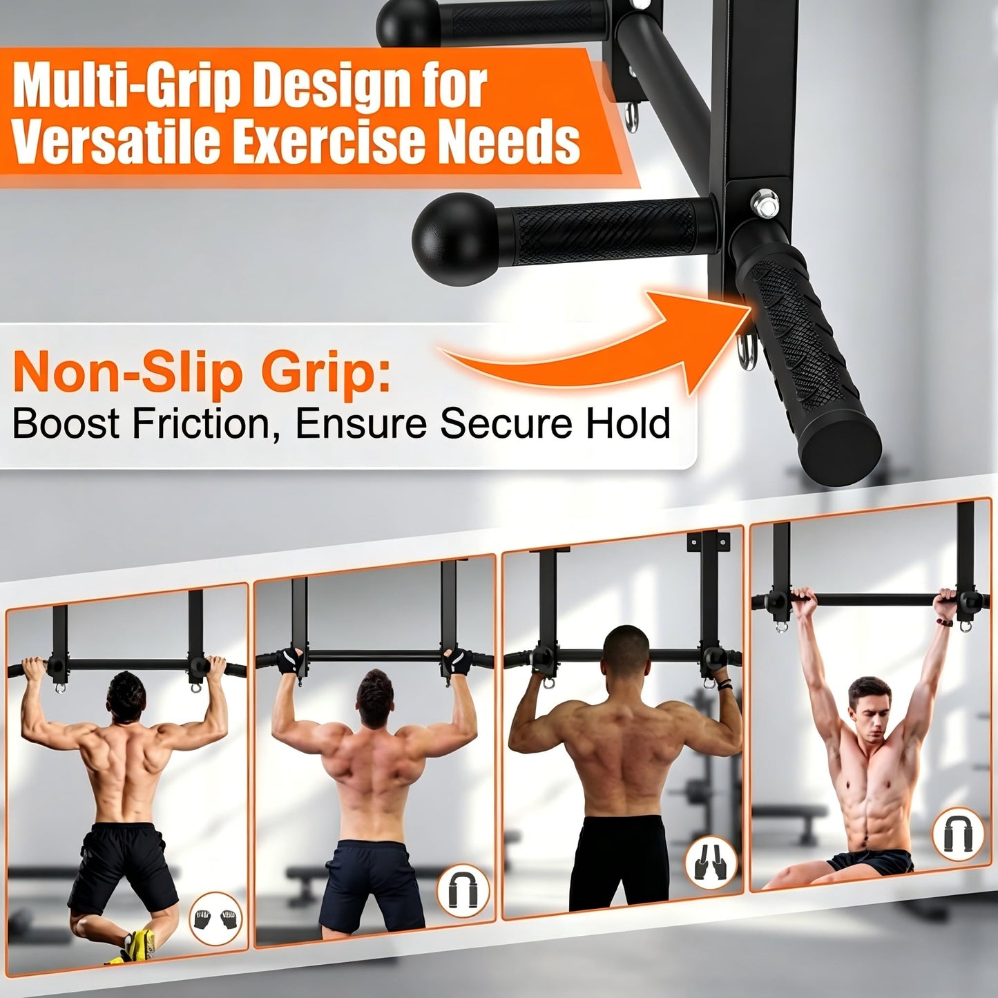 HWOOUSA Joist Mounted Pull Up Bar, 650lbs Heavy Duty Strength Training Pullup Bars, Multi-Grip Chin Up Bar for Home Gym, Garage & Basement Ceiling Beam Installation