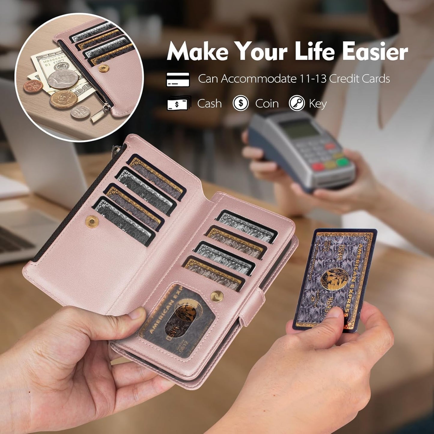 Antsturdy 2 1 12 6.1"/12 Compatible with Magsafe Magnetic in Detachable iPhone Pro Wallet Case with Credit Card Holder