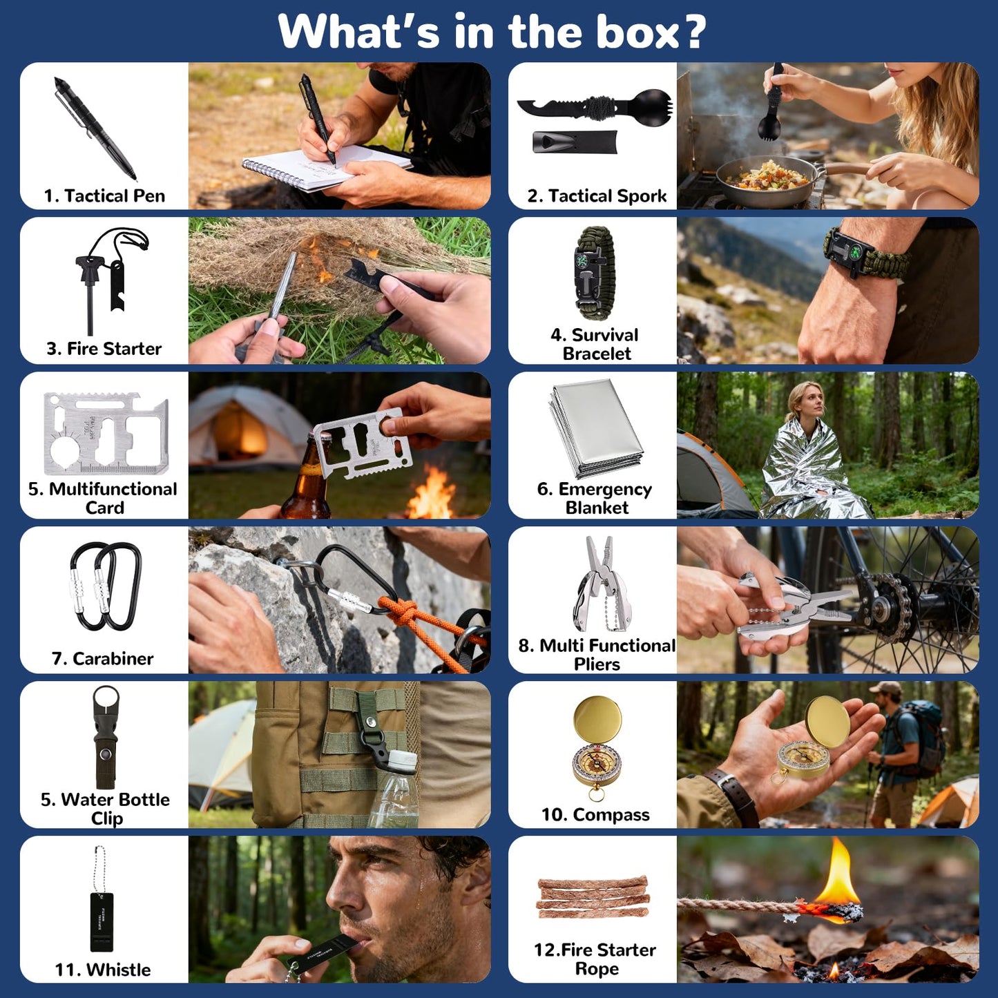 Survival Kit Advent Calendar 2025, 24 Days Outdoor Camping Gear Advent Calendar for Men, Tactical Emergency Survival Tools Gift Set for Dad Him Hunters Hikers Preppers Christmas Countdown Box