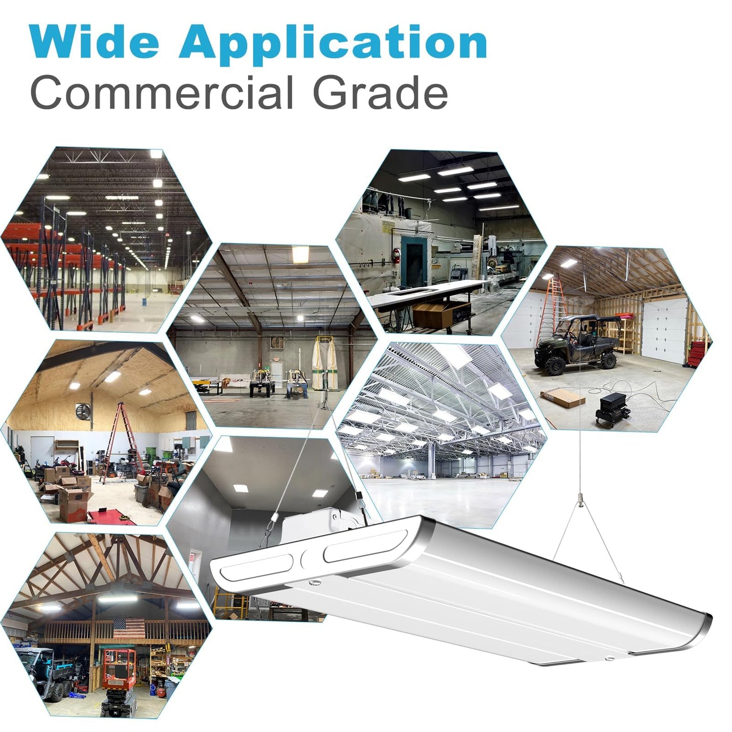 Lightdot LED Linear High Bay Shop Light, V-Wing Design with US Plug, 2FT 200W 100-277V [Eqv.800W] 5000K, 15-25ft Flush/Suspended Mount, 2000 sq.ft Cover for Garages, Warehouses, UL Complied -8Pack