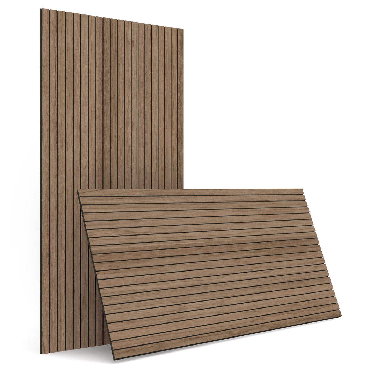 INNO STICKERS 4-Piece Wood Slat Wall Panel for Interior Wall Decor Noise Cancelling 47.2" x 23.6" Peel and Stick Acoustic Decorative 3D Sound Absorbing Wall Paneling, Walnut
