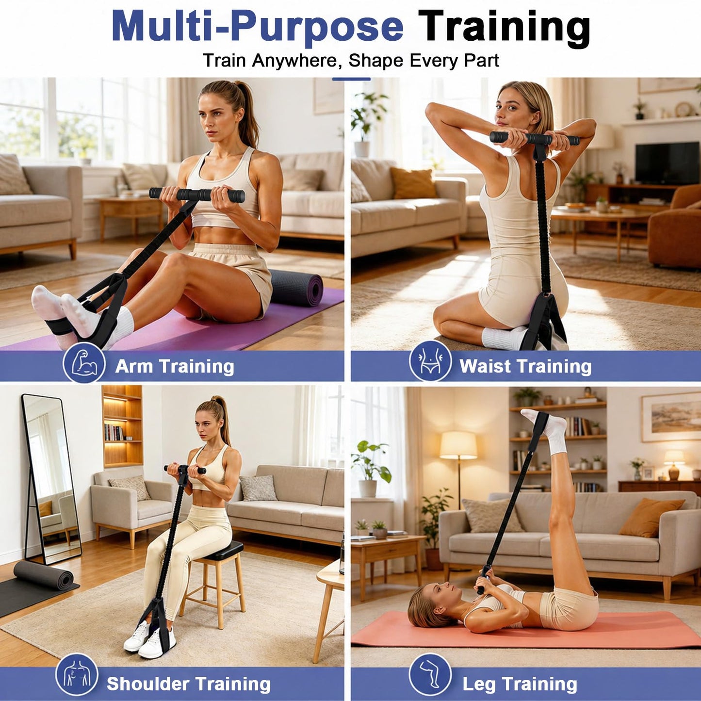 55 LBS Pedal Resistance Band with Handle-Non-Slip Fabric Foot Pedals Resistance Bands with Handles Home Workout Sit Up Exercise Equipment Thickened Latex Tubes Portable Home Workout Equipment (Black)