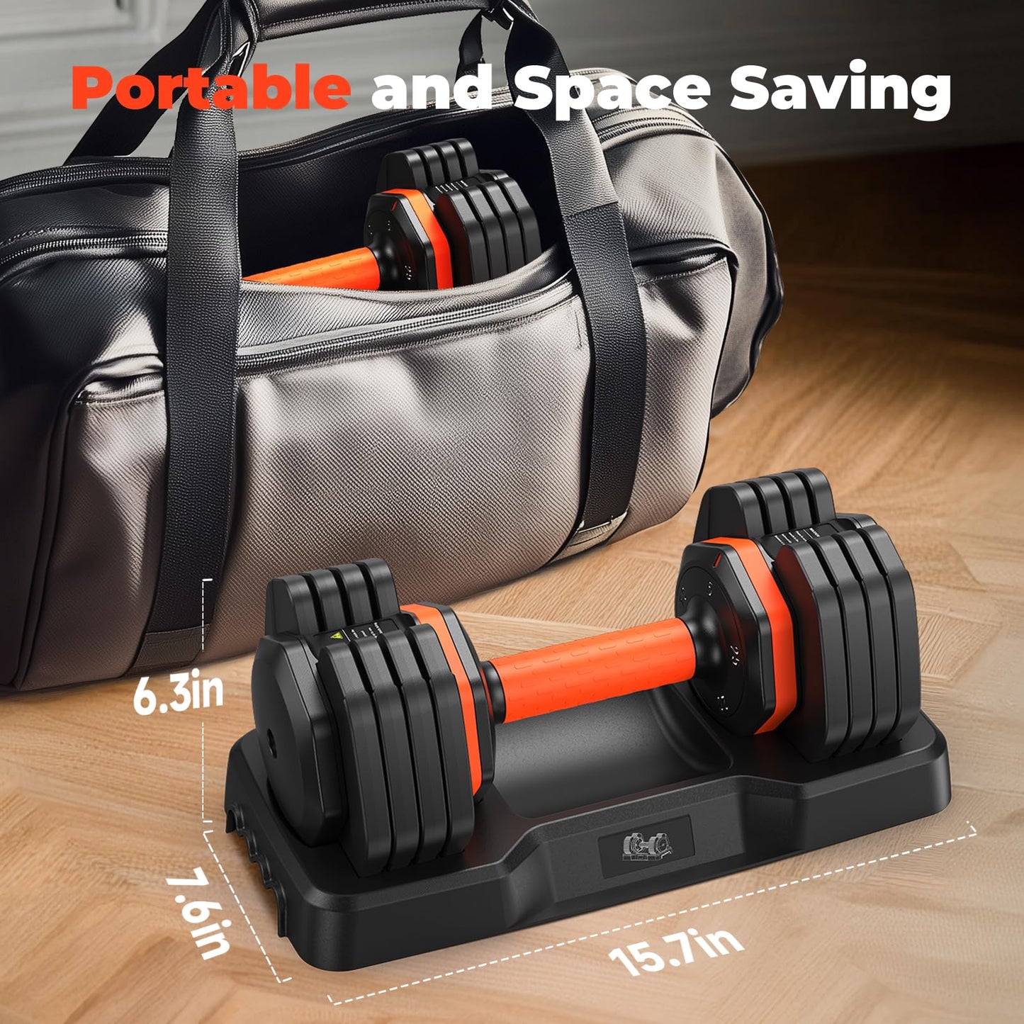25LB Adjustable Dumbbell Set, Pair of Dumbbells Adjustable from 5LB to 25LB Each (Total 50LB), 15LB–55LB Options, Non-Slip Handle for Home Gym Strength Training