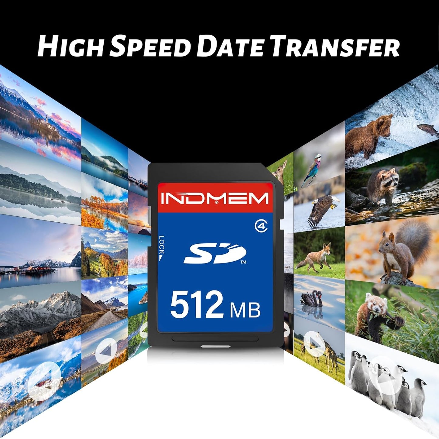 elecacc 512MB (5 Pack), U1 4 SD Card SD Flash Memory Cards UHS-I Class High-Speed Full HD Video Compatible with Digital