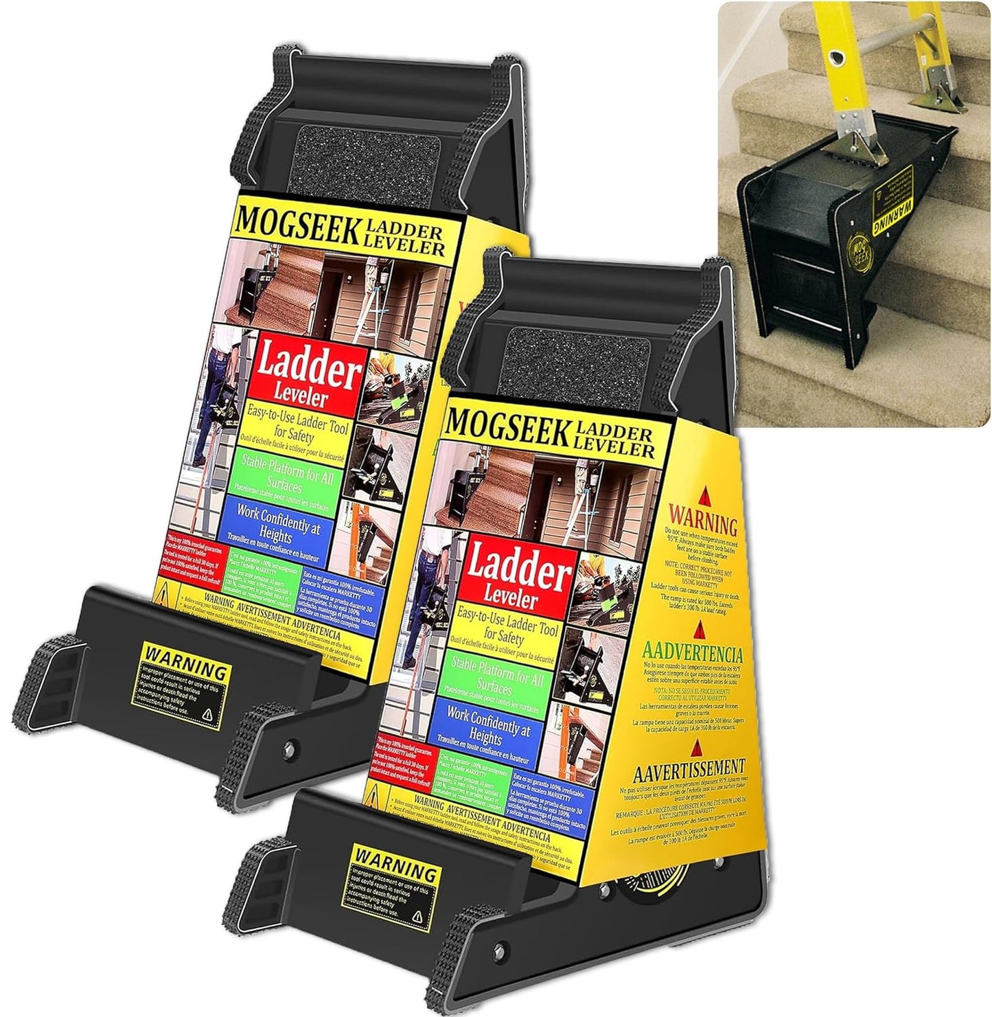 2 Pack Stable Platform Ladder Leveler - Ladder Levelers for Extension Ladders with Storage for Uneven Surfaces