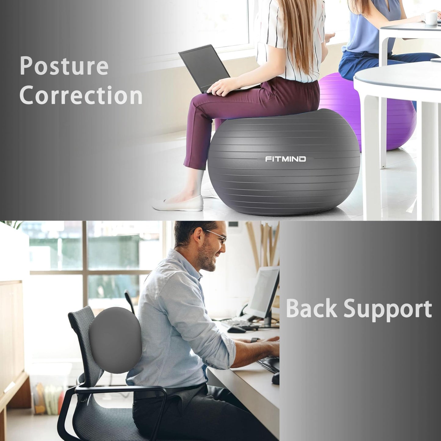 FITMIND Yoga Ball set-55cm&25cm(Black)