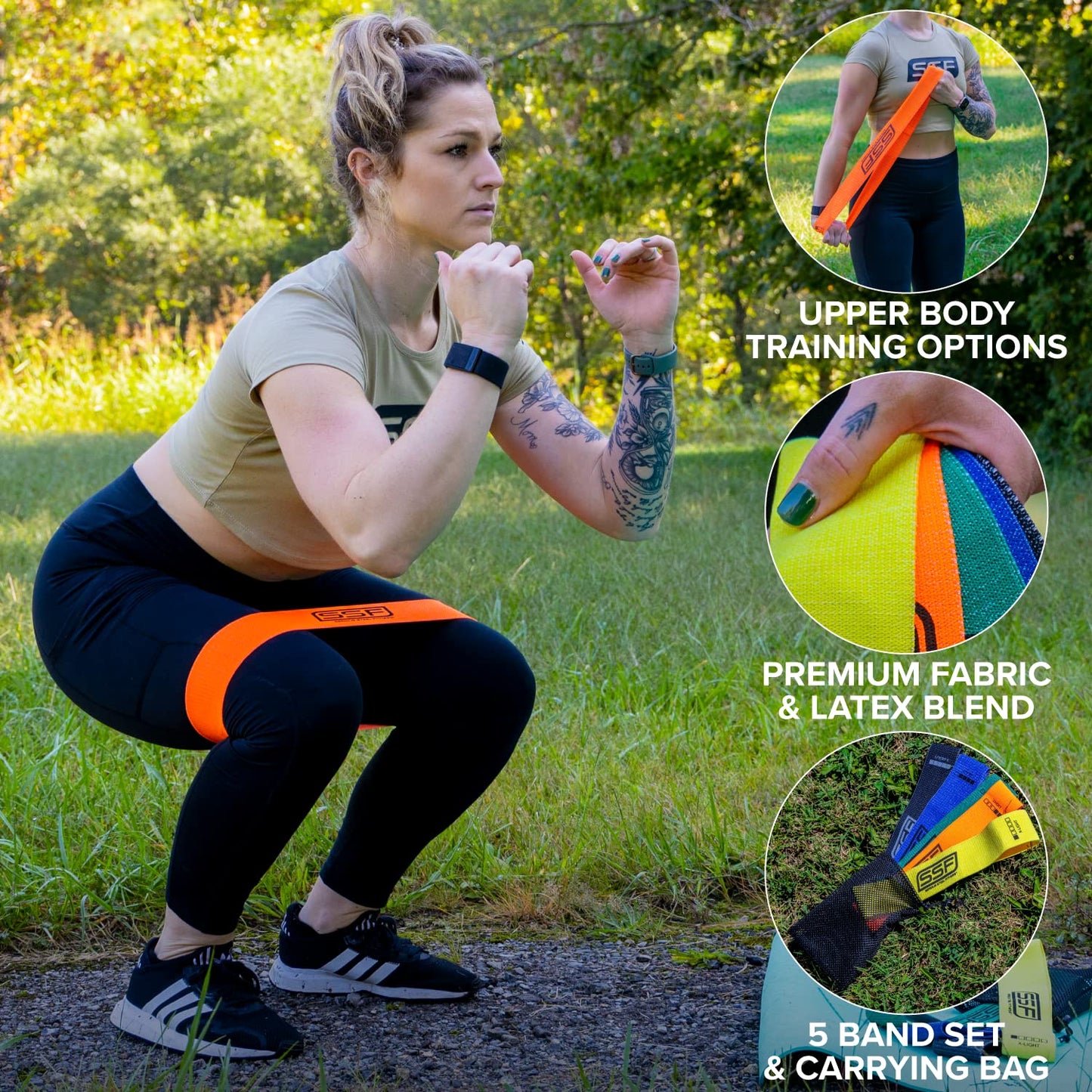 Serious Steel Fitness Fabric Mini Loop Non-Slip Resistance Band Set, Warm-Up, Physical Therapy, Glute Training, Speed and Agility Exercise Bands (Multi-Colored Set)