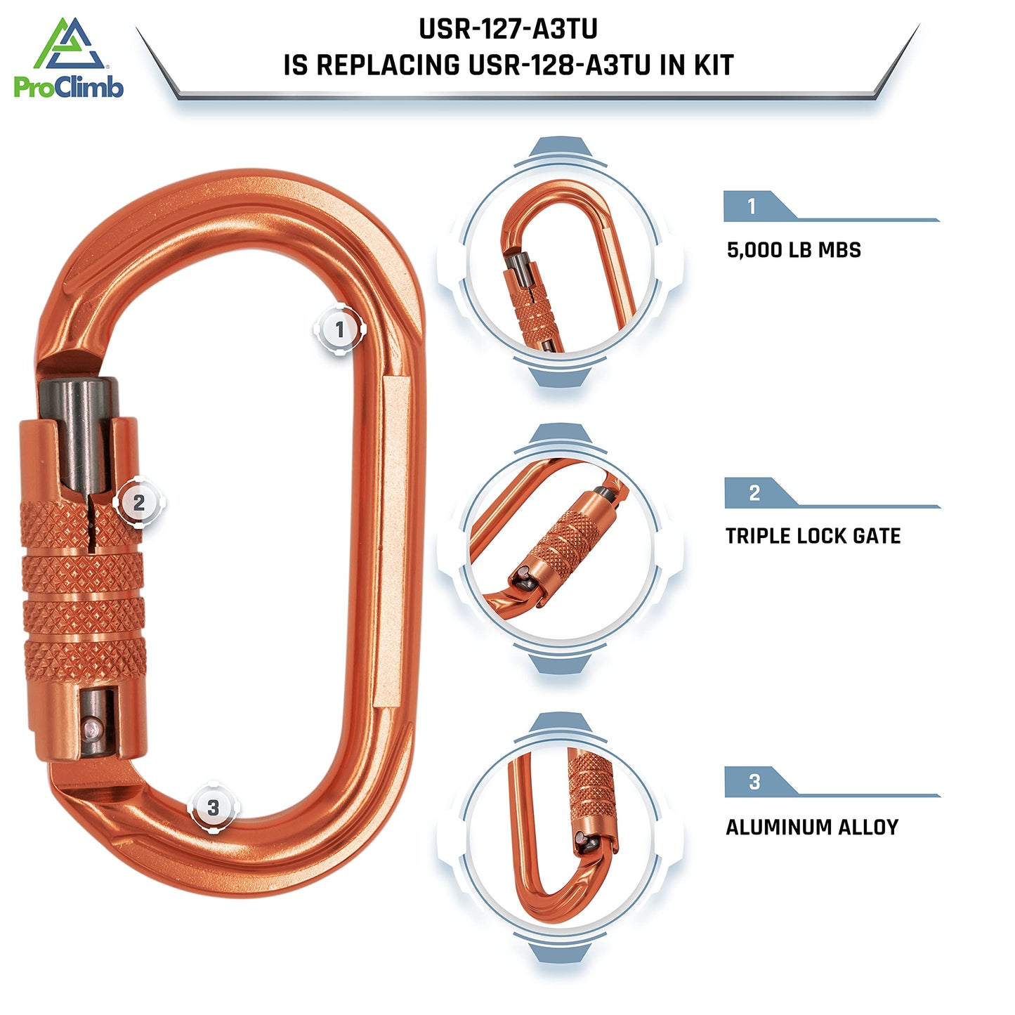 ProClimb All-in-One Adjustable Tree Lanyard Flip Line Kit with Removable Better Grab Adjuster & Swivel Eye Snaphook | for Fall Protection, Arborist | 1/2 Inch x 15 Feet
