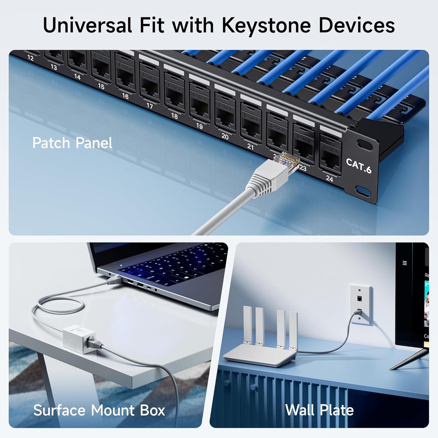 10-Pack 10Gbps Cat6 RJ45 Cable Matters [UL Listed] Keystone Coupler, Keystone Jack Coupler/Ethernet Female to Female