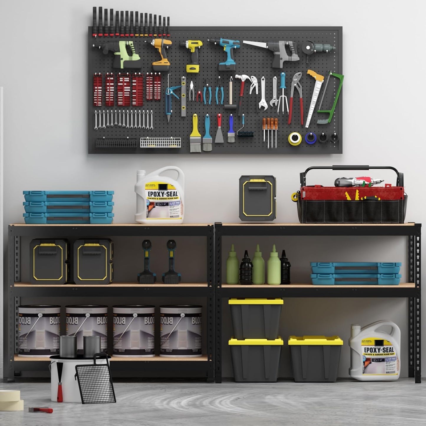 PrimeZone Heavy Duty Storage Shelves - 5-Tier Adjustable Metal Rack for Garage, Pantry, Kitchen | 48" x 24" x 72" - Black