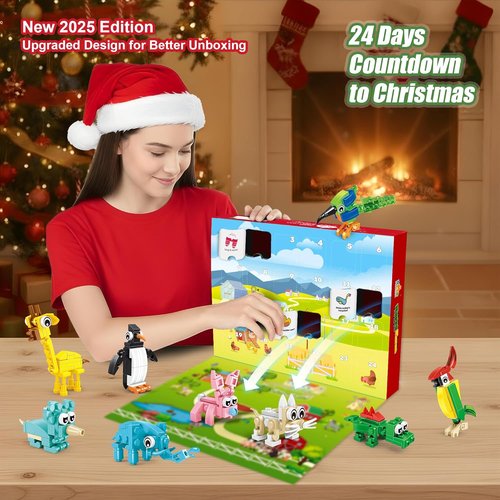 Animal Advent Calendar 2025 by [Brand Name] - 24 Creative Building Sets with 72 Figures | Perfect Christmas Gift for Kids 6+