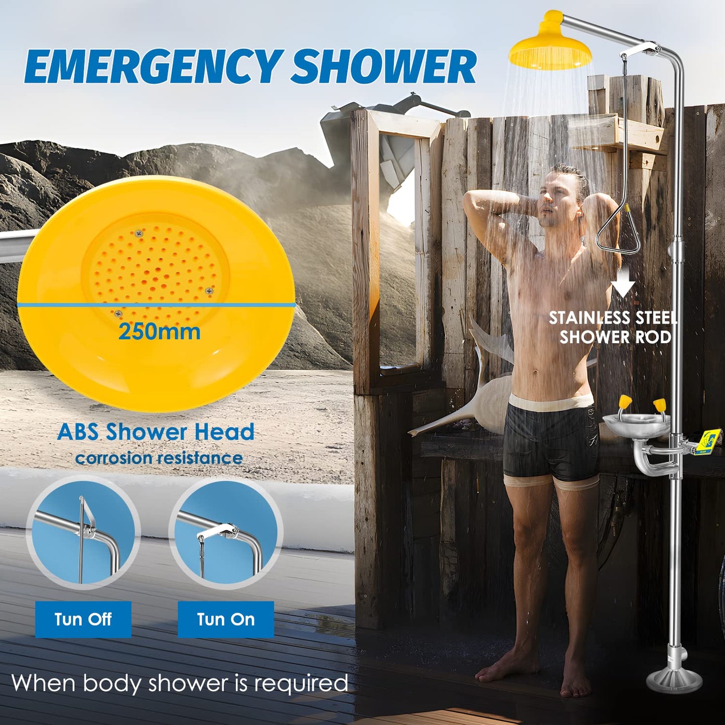 Combination Eye Wash Station and Shower, Emergency Shower Eyewash Station OSHA Approved, Stand Plumbing Eye Washing Unit for Industrial & Commercial & Lab Use, Stainless Steel, NPT Threads
