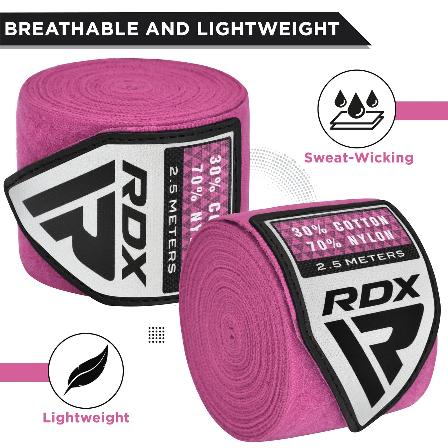 RDX Boxing Wraps Kids 2.5M Inner Gloves, Elasticated Thumb Loop Bandages, Junior Under Mitts Hand Fist Protector Wrist Support Straps, Muay Thai MMA Kickboxing Martial Arts