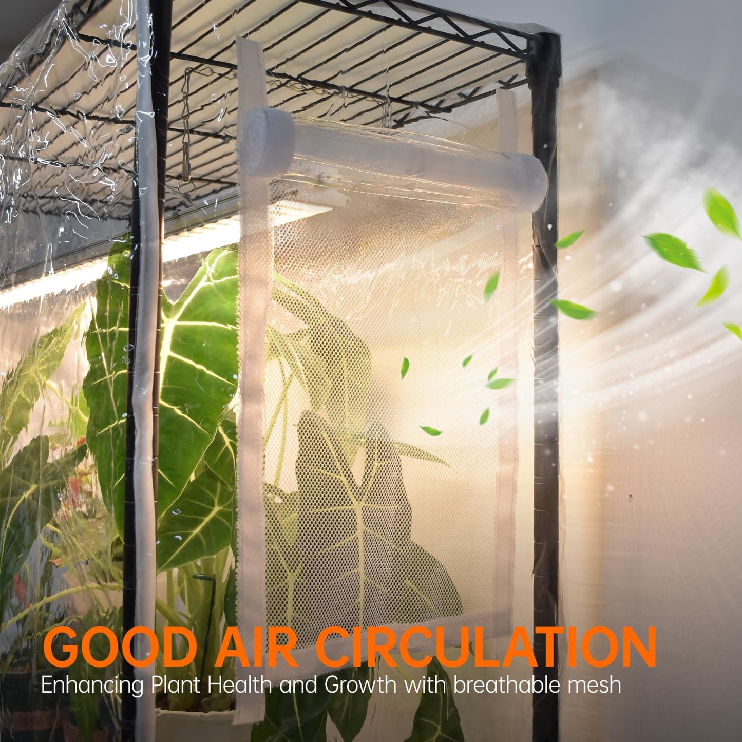 Bstrip Indoor Greenhouse with Grow Light, DIY Plant Shelf with Cover, 6 Tier Plant Stand, 5 Pack 150W Full Spectrum Grow Lights with 3 Color Mode For Indoor Plants, Seed Starting, 29.5"L×13.8"W×71"H