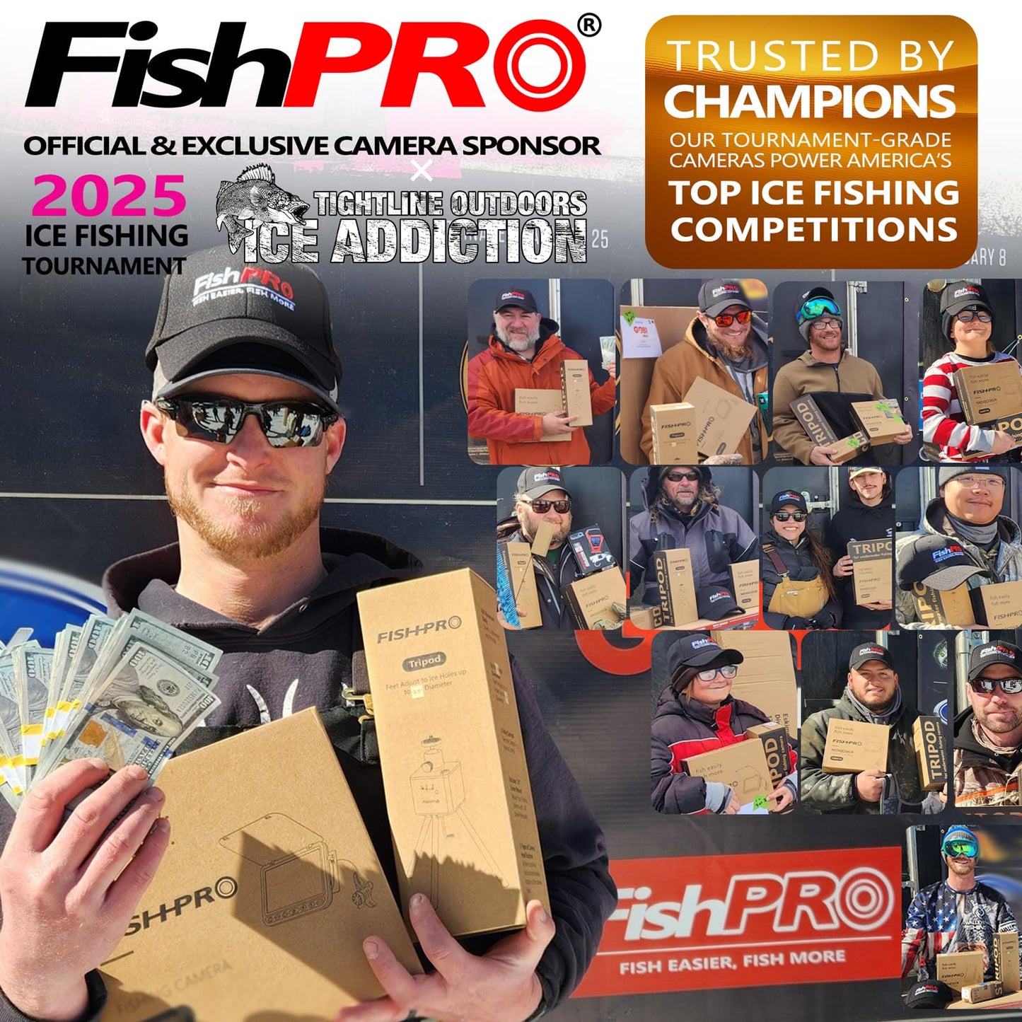 [FishPRO® 2026 Upgrade] Underwater Fishing Camera 4.3''- DVR w/32GB [Proven Since 2017] Ice Fishing Camera 1000 TVL w/ 65ft Magnetic-Spool, IR, USB-C, 5000mAh, Portable Fish Finder for Ice Fishing