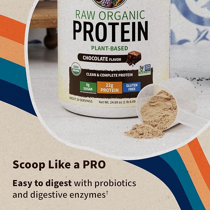 Garden of Life Protein Powder, Vegan Protein Powder, BCAA, Probiotics & Digestive Enzymes, Gluten & Lactose Free, Chocolate, 1.5 LB