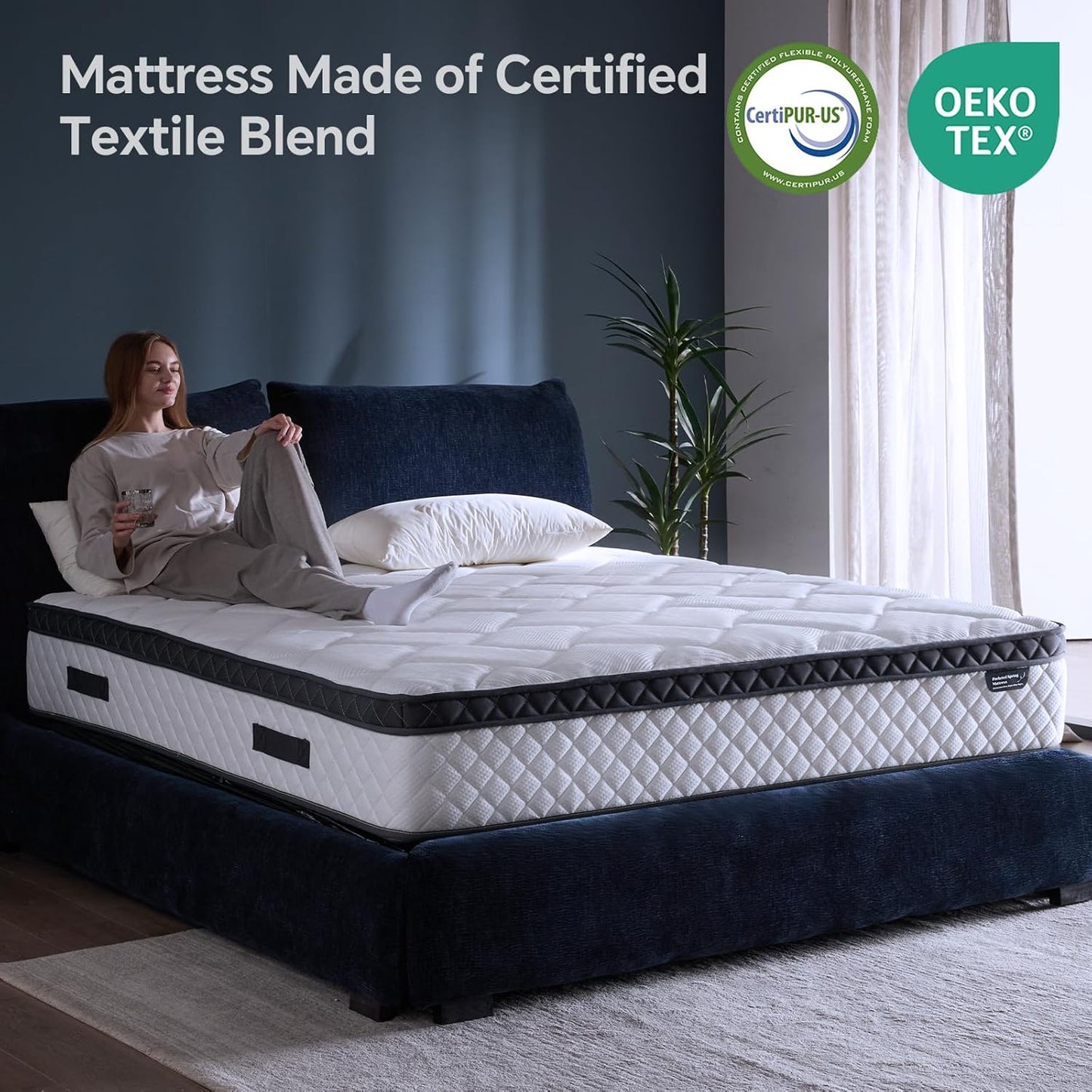 Skiennix Queen Size Mattress - 12 Inch Hybrid Design with Pocket Springs | Ergonomic Medium Firm Support